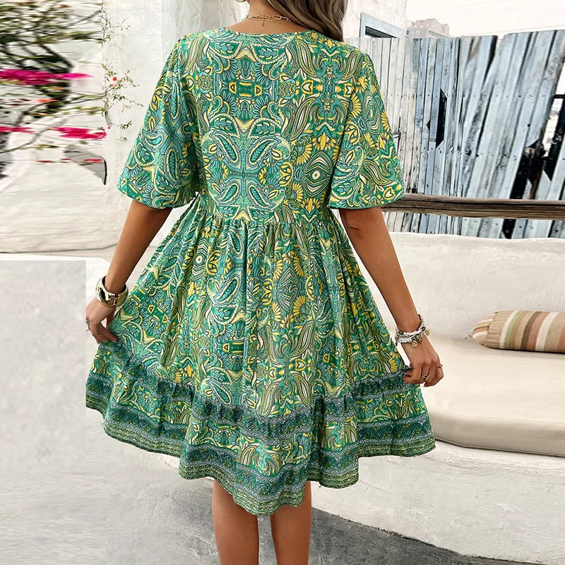 Robe d'été longue Velavora™ – Col en V et coupe décontractée