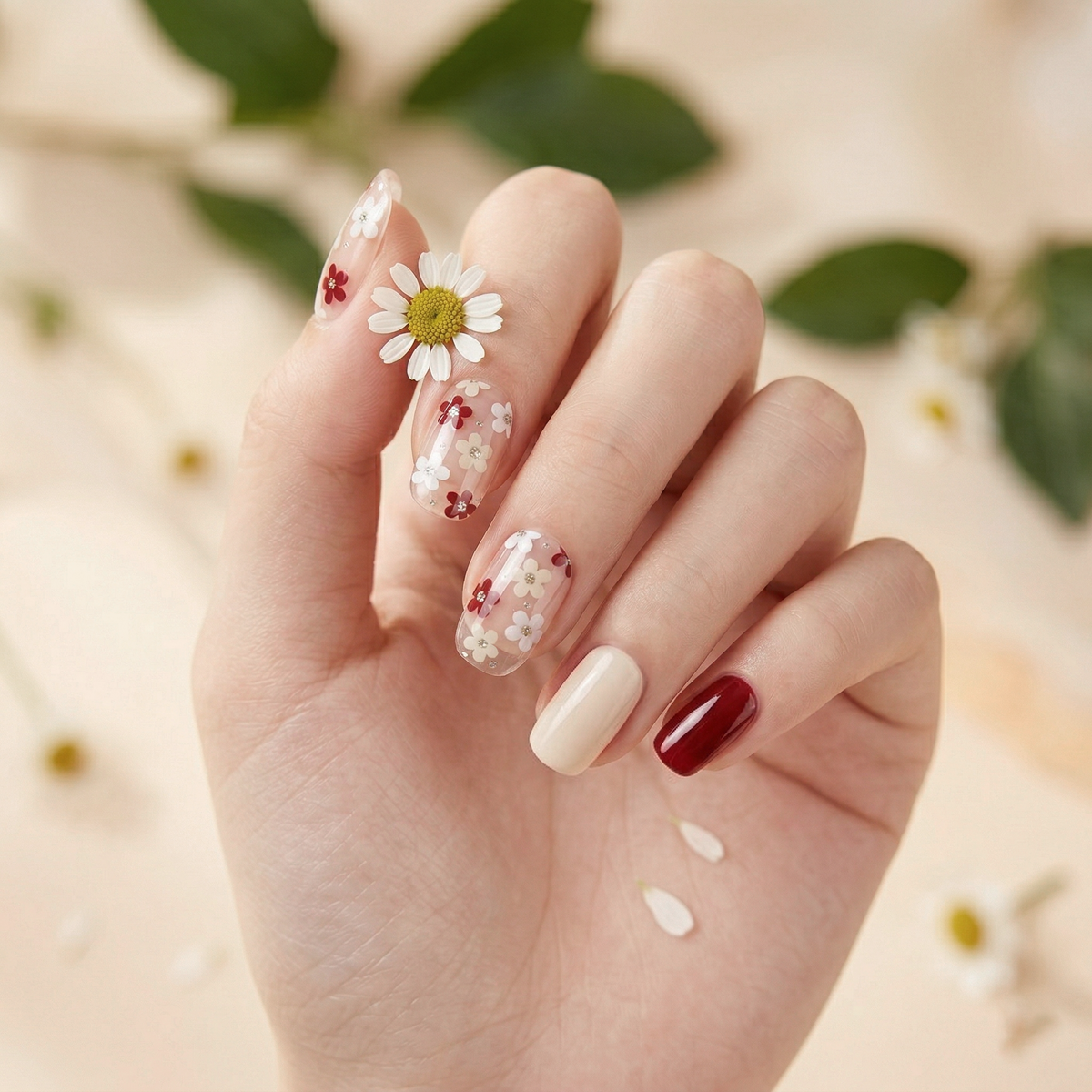 Creamy Crimson Daisy