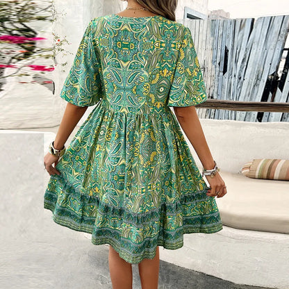 Robe d'été longue Velavora™ – Col en V et coupe décontractée